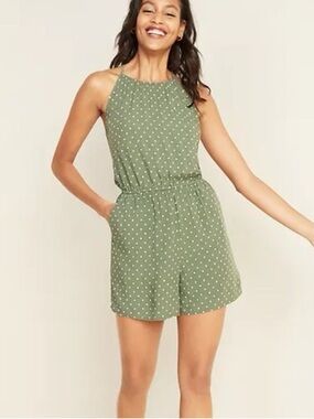 Old Navy Green Polka Dot Romper